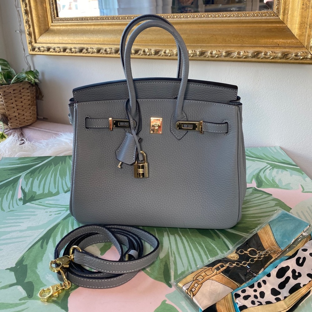 Ainifeel Genuine Leather Bag with Strap 25cm